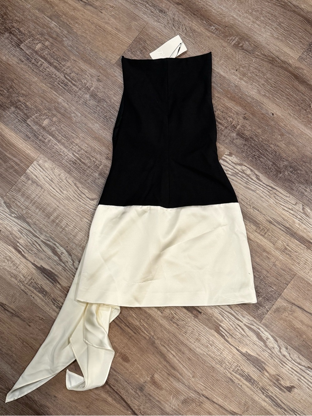NWT Zara Black and White Asymmetric Combined Satin Mini Dress Small - Picture 4 of 7